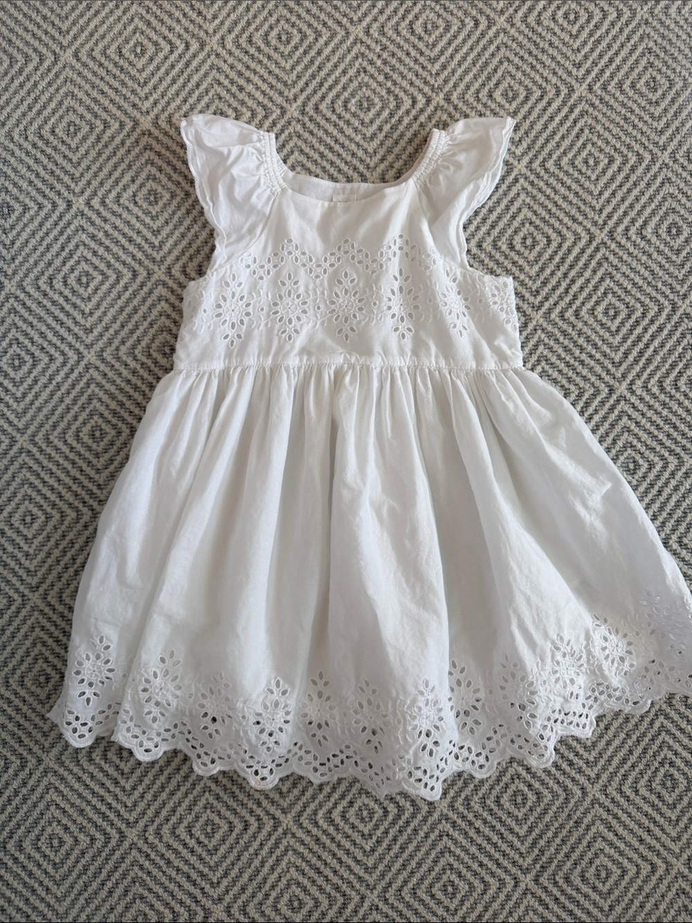 GAP Girls White Eyelet Ruffle Dress